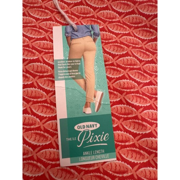 Old Navy Pixie Womens Ankle Pants Size 4 Fish Print Orange Stretch NWT Preppy - Picture 2 of 5